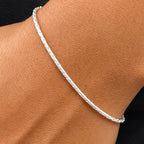 Sleek Slim Bone Bracelet for Men's Sterling Silver 925s-(20cm)