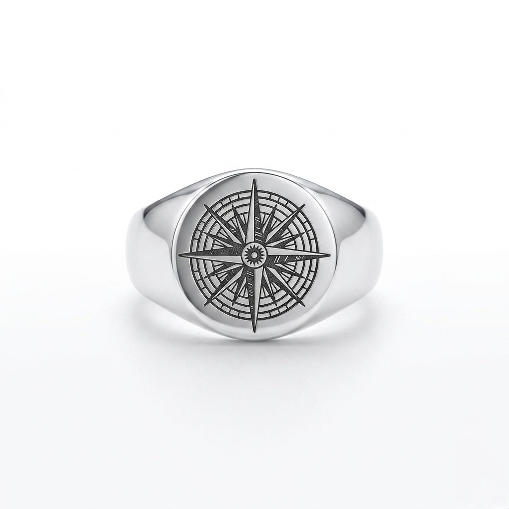 Black Compass Ring - S925 Sterling Silver