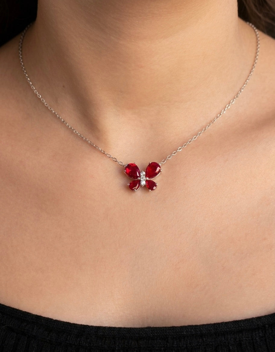 RUBY BUTTERFLY NECKLACE