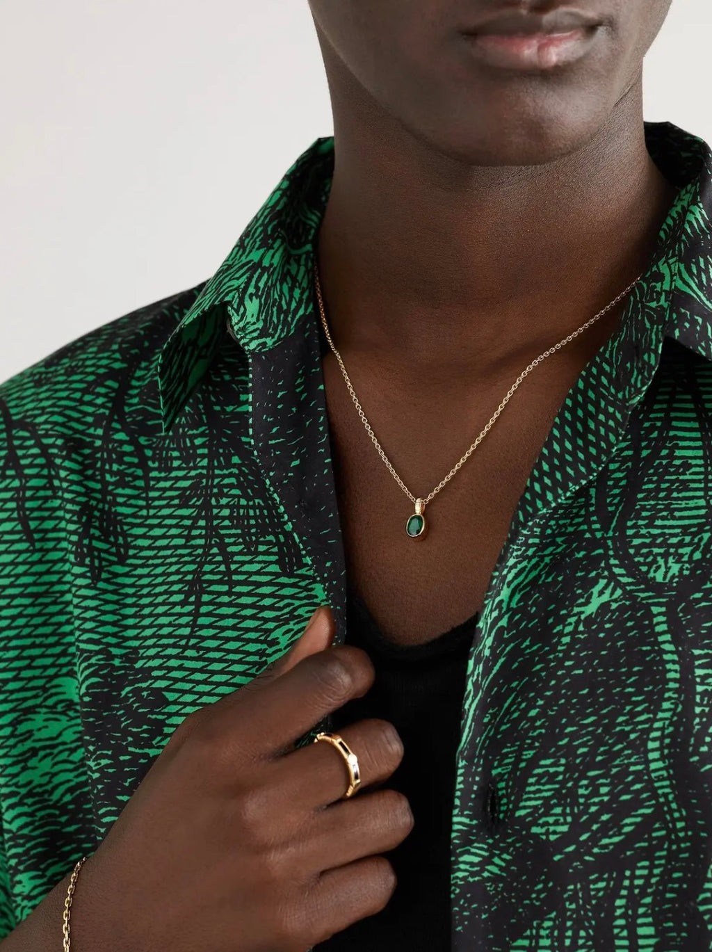 Emerald Oval Necklace Gold Plated 24K