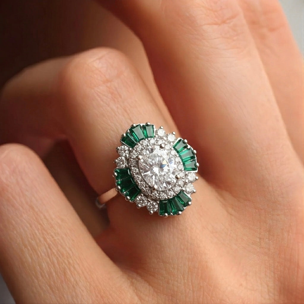 Emerald & Baguette Stones Ring