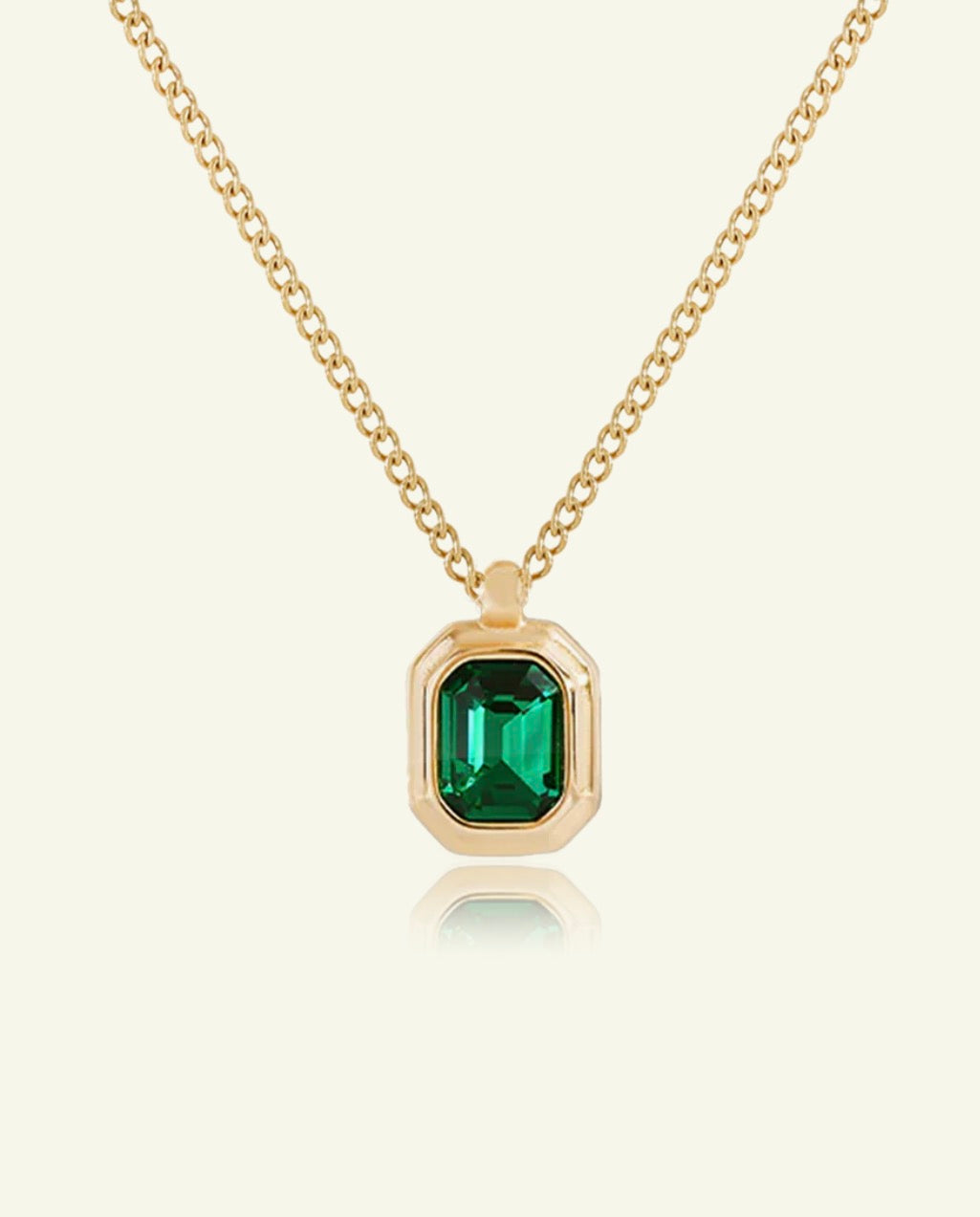 Idris Necklace, Green Emerald Gold