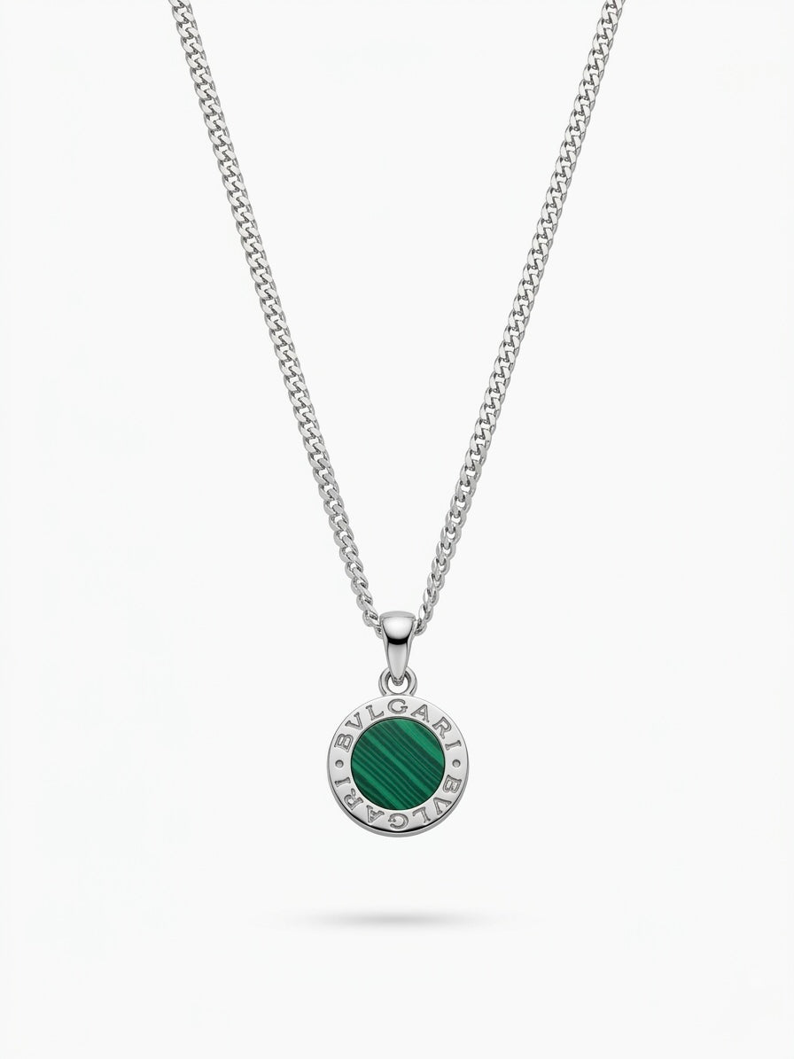 Green Malachite Bulgari Necklace - S925 Sterling Silver