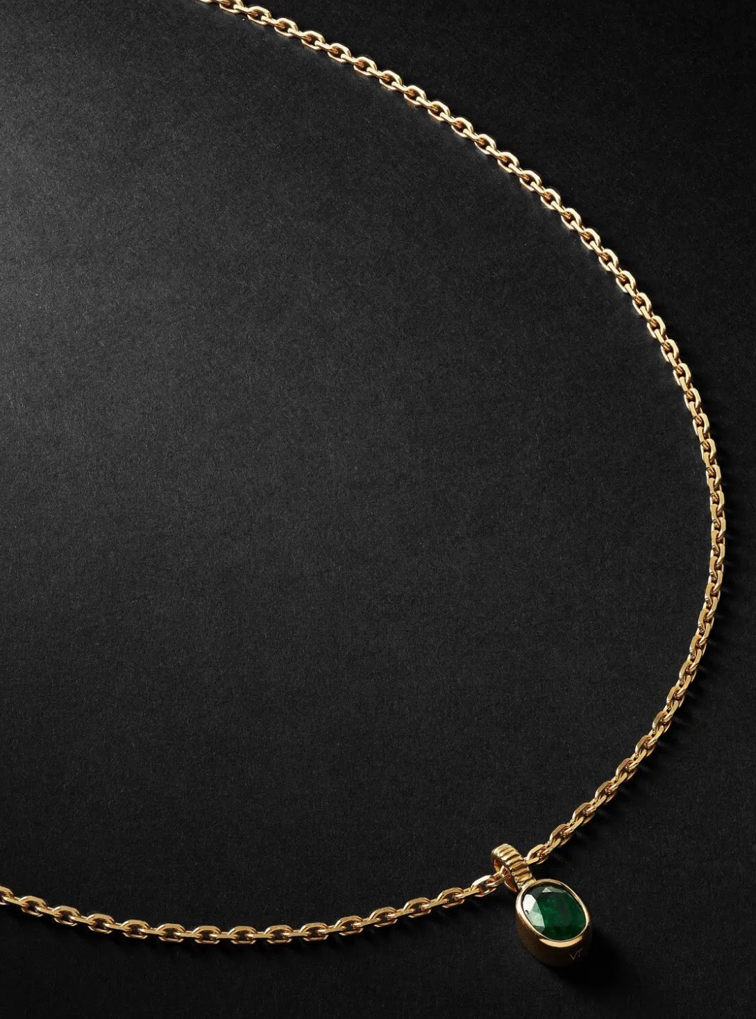 Emerald Oval Necklace Gold Plated 24K