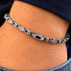 Obsidian Link Bracelet - S925 Sterling Silver