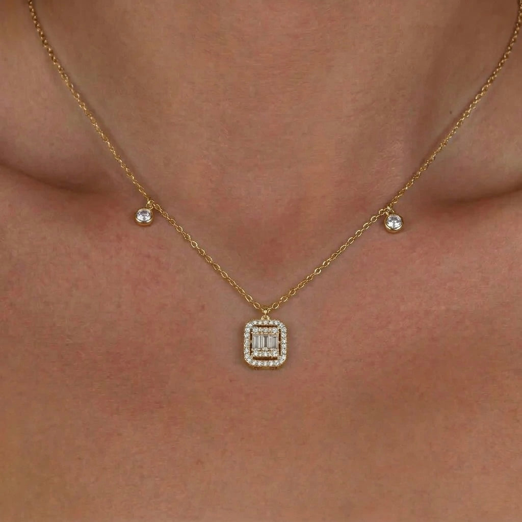 Baguette Lumina Droplet Necklace - GOLD