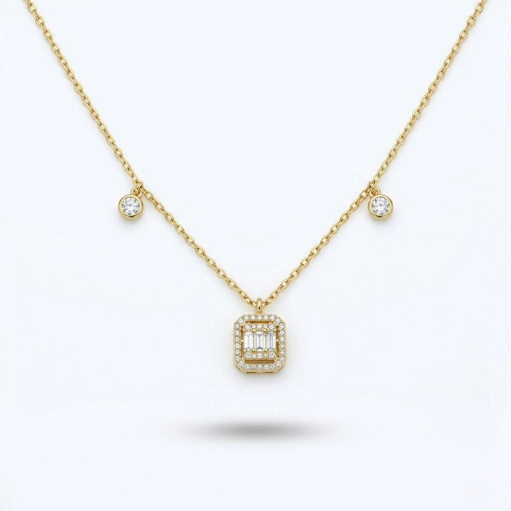 Baguette Lumina Droplet Necklace - GOLD