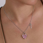 Pink Heart & Key Necklace
