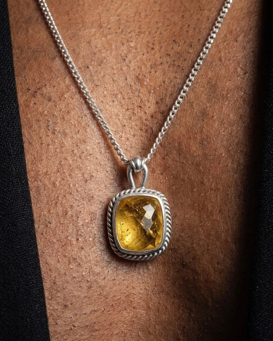 Golden Citrine Necklace - S925 Sterling Silver