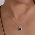 Ruby Glow Silver Necklace