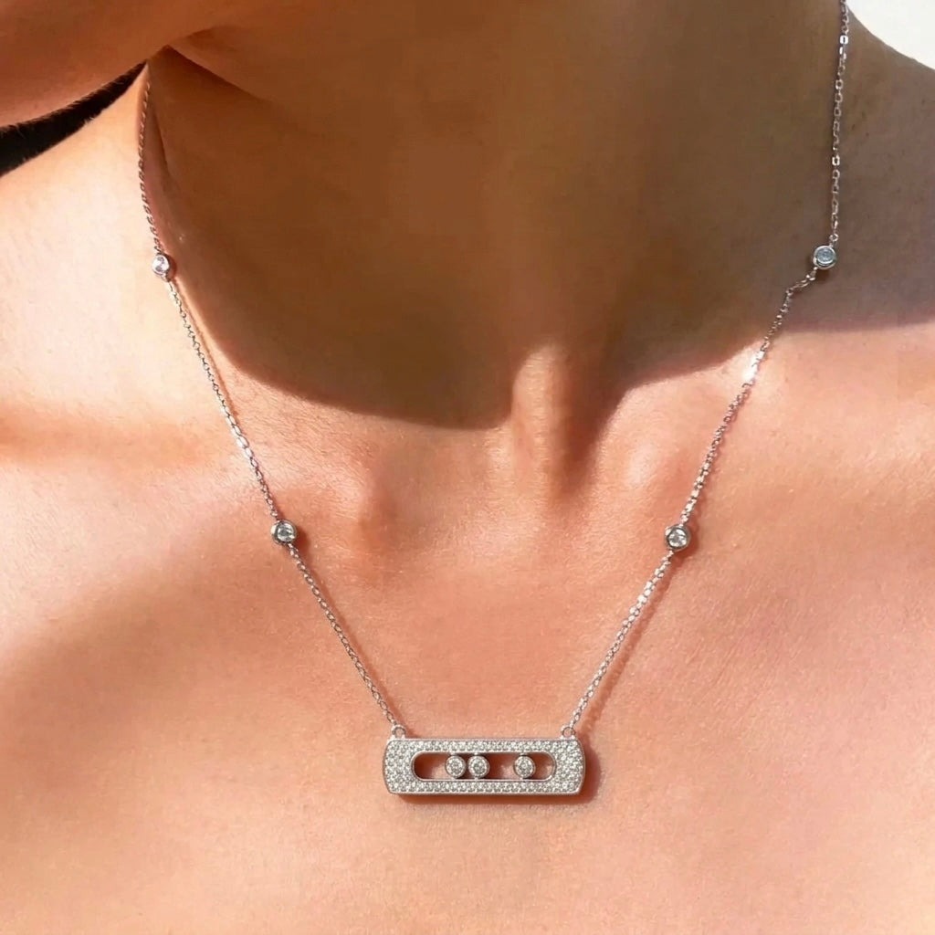 Triple stone Slide Necklace