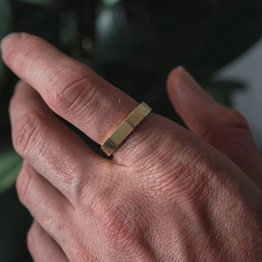 Lines Ring Silver Gold Plated 18K