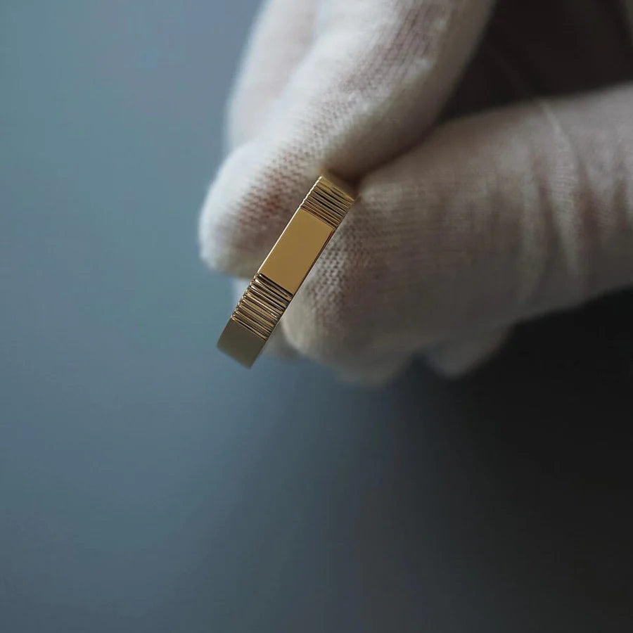 Lines Ring Silver Gold Plated 18K