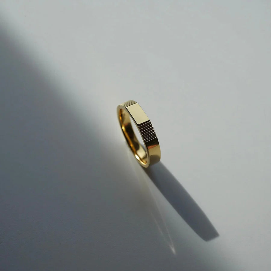 Lines Ring Silver Gold Plated 18K