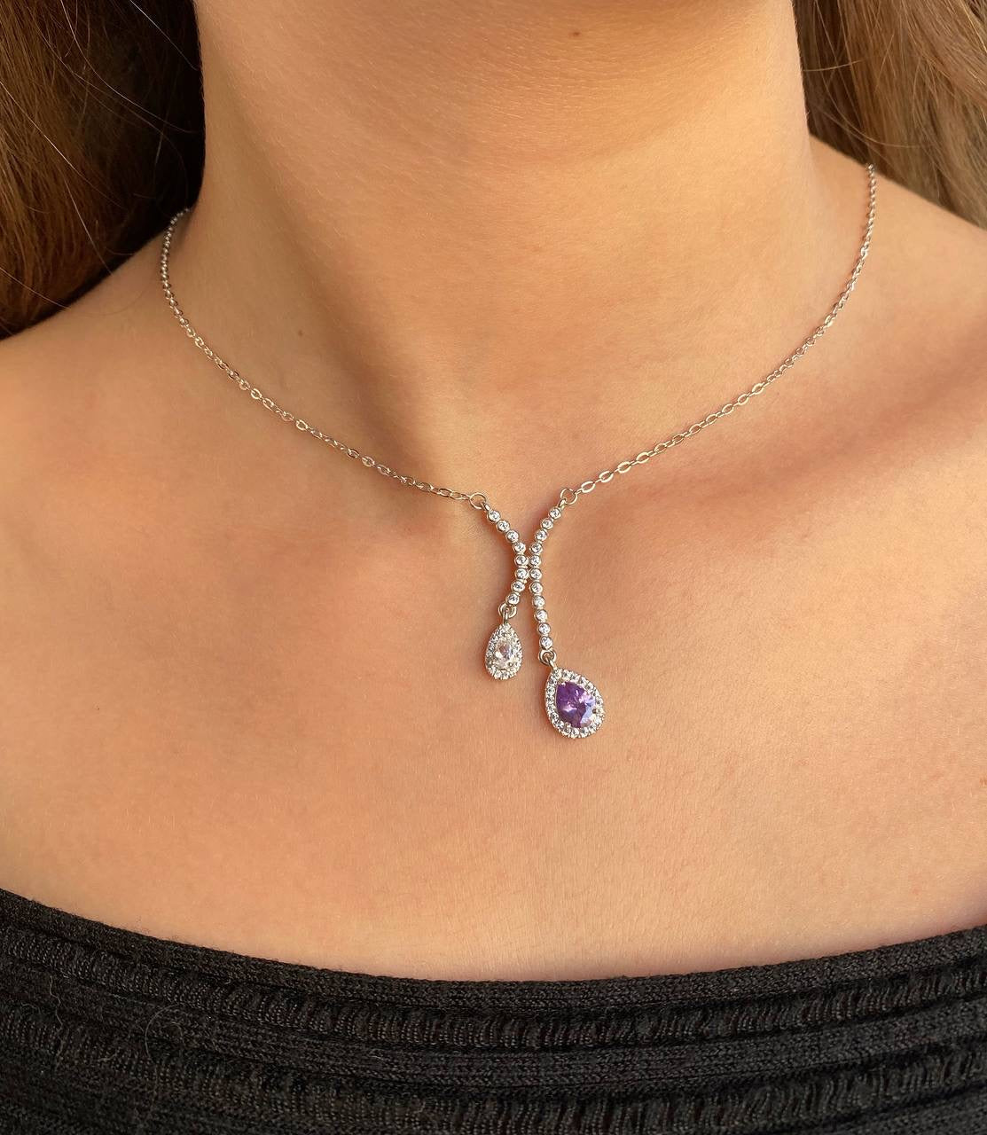 Amethyst Drop Necklace