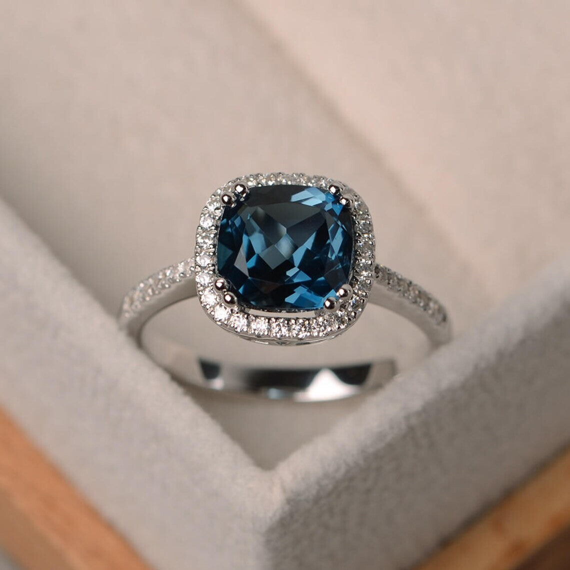 Aquamarine Cushion Cut Halo