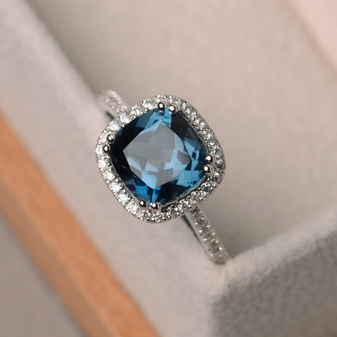 Aquamarine Cushion Cut Halo