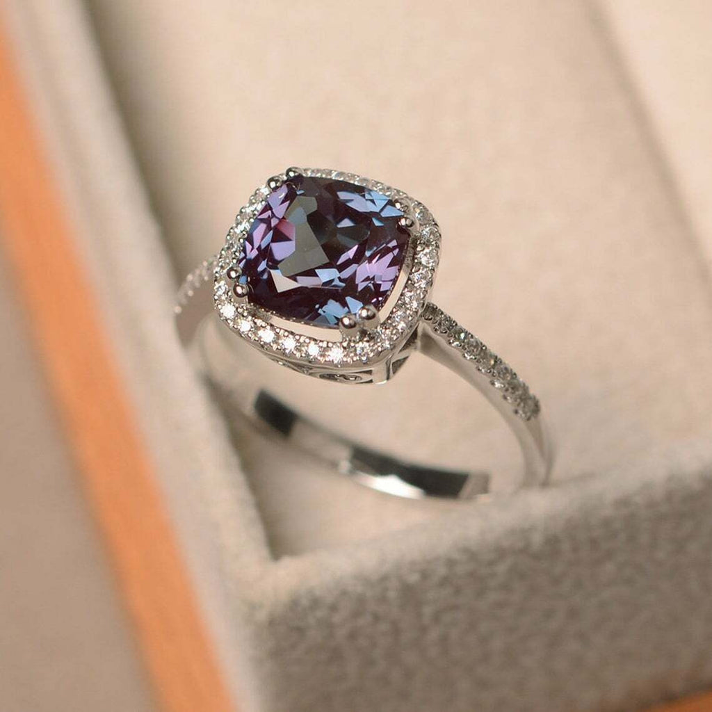 Alexandrite Cushion Cut Halo