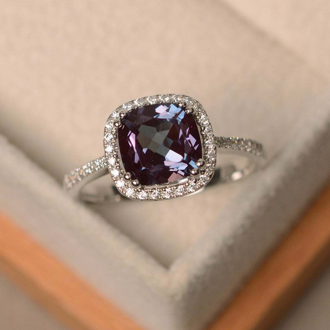 Alexandrite Cushion Cut Halo