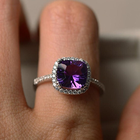Amethyst Cushion Cut Halo