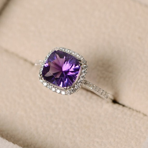 Amethyst Cushion Cut Halo