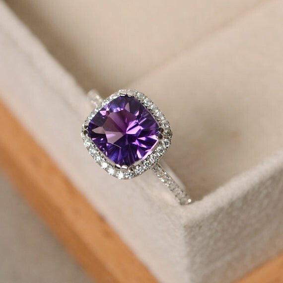 Amethyst Cushion Cut Halo