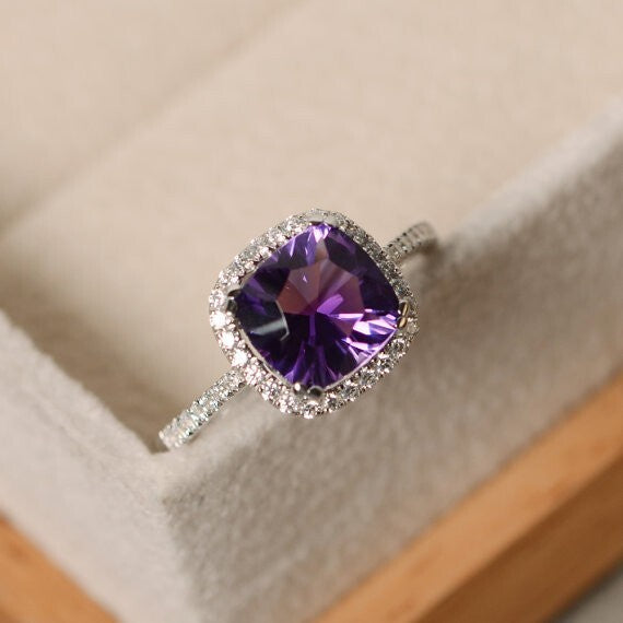 Amethyst Cushion Cut Halo