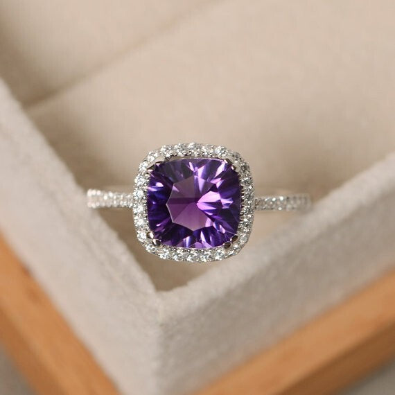 Amethyst Cushion Cut Halo