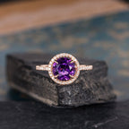 Amethyst Halo Ring