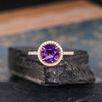 Amethyst Halo Ring