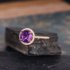 Amethyst Halo Ring