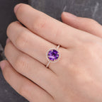 Amethyst Halo Ring