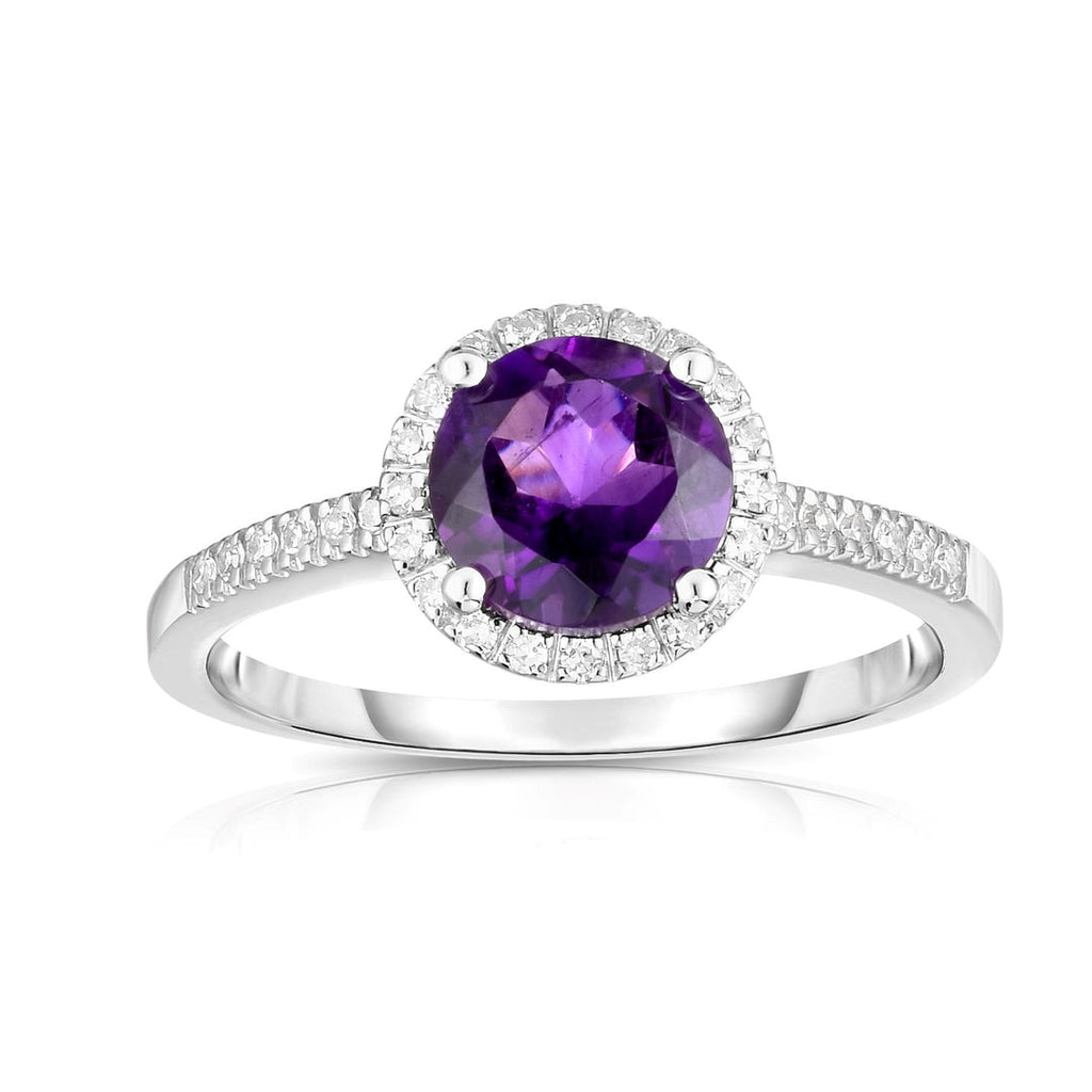 Amethyst Halo Ring