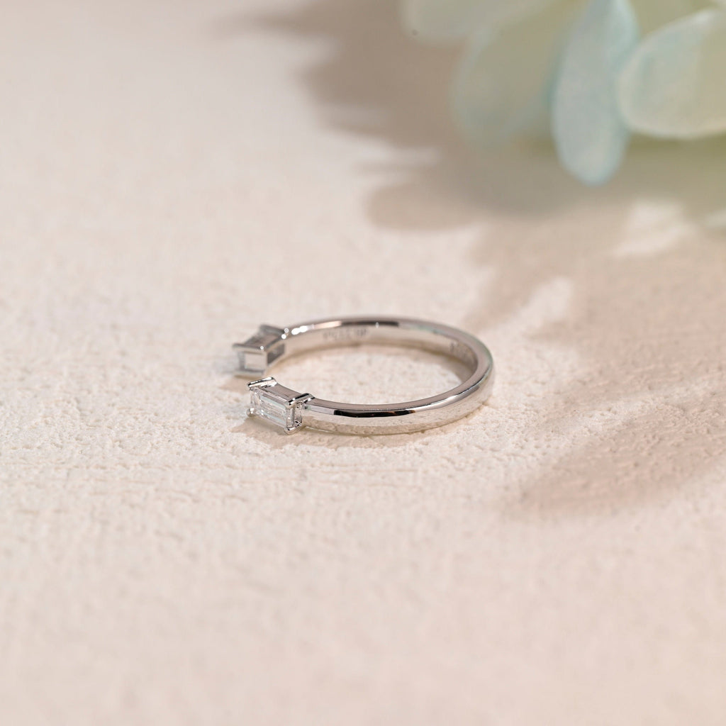 Baguette Cut Moissanite Wedding Band Open Ring