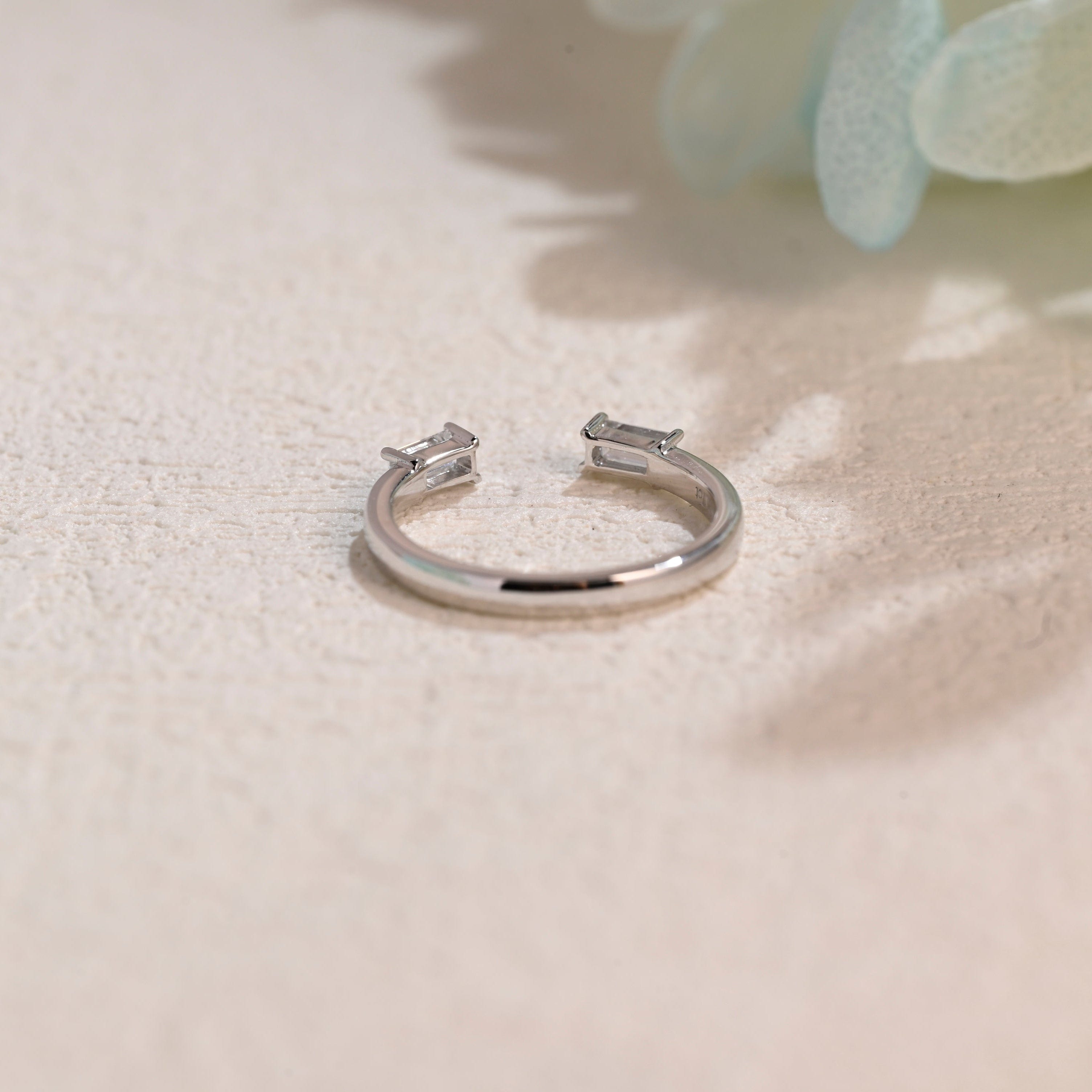 Baguette Cut Moissanite Wedding Band Open Ring