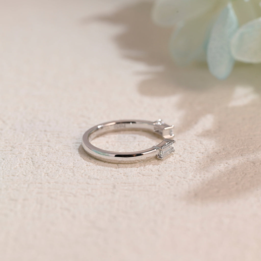 Baguette Cut Moissanite Wedding Band Open Ring