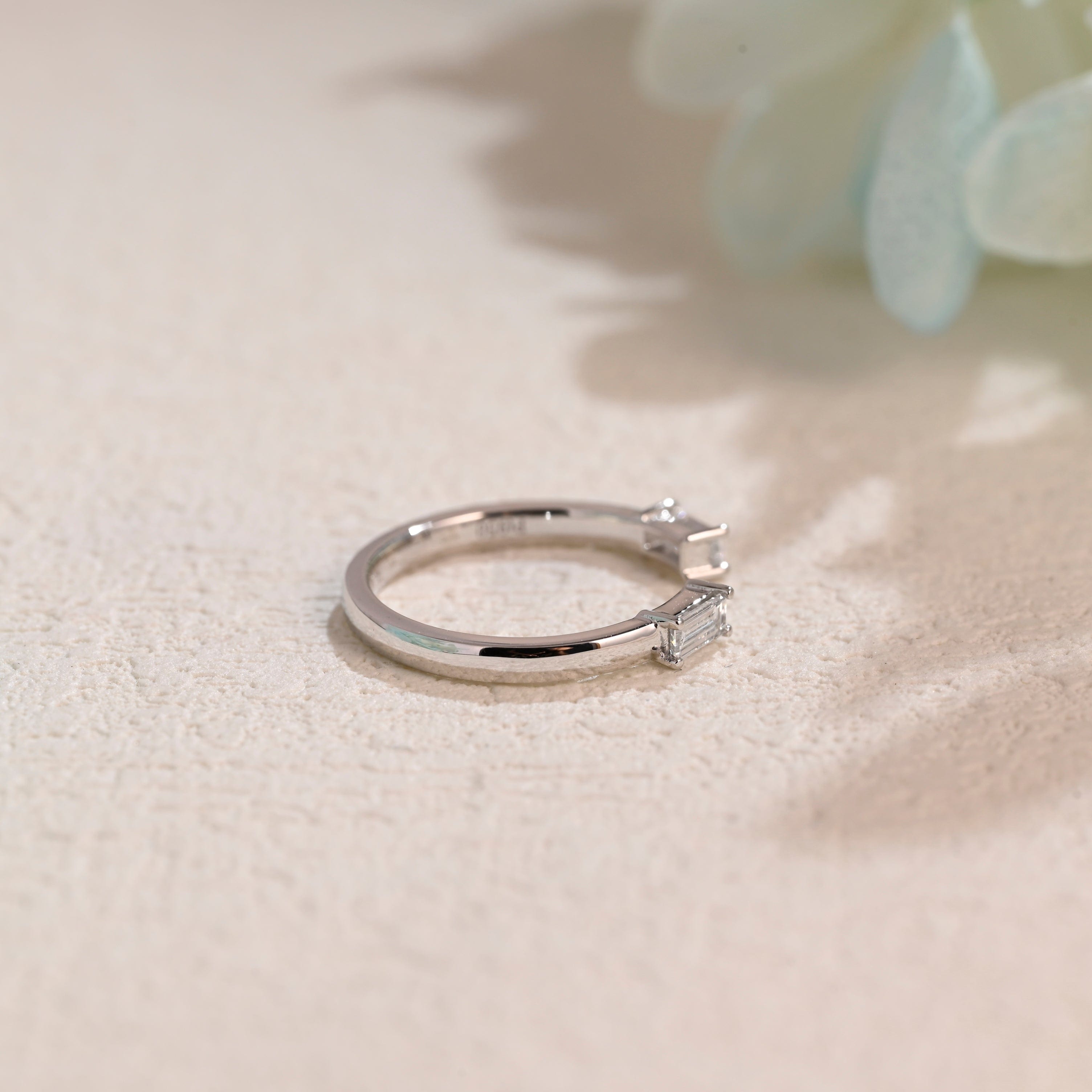 Baguette Cut Moissanite Wedding Band Open Ring