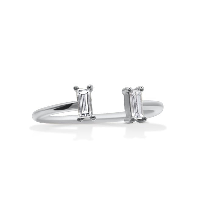 Baguette Cut Moissanite Wedding Band Open Ring