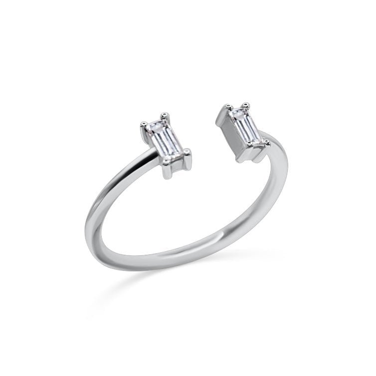 Baguette Cut Moissanite Wedding Band Open Ring