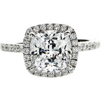 White Zircon Cushion Cut Halo