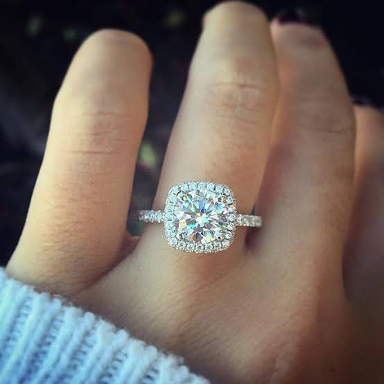 White Zircon Cushion Cut Halo