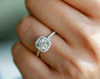 White Zircon Cushion Cut Halo