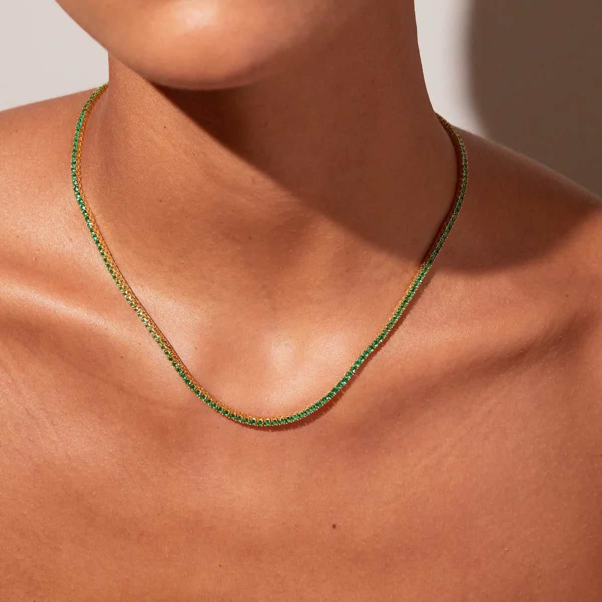 GREEN EMERALD TENNIS NECKLACE