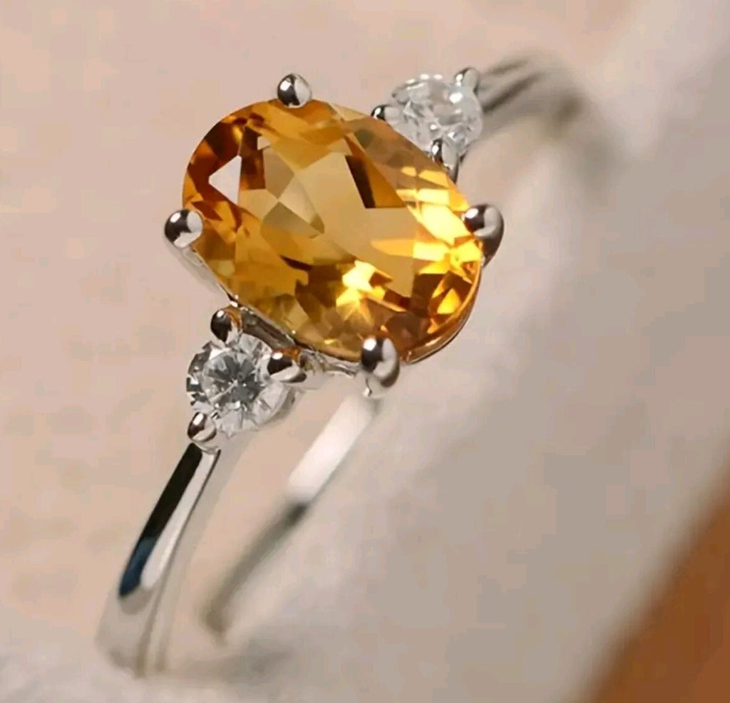 Oval Cut Yellow Citrine Ring