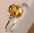 Oval Cut Yellow Citrine Ring
