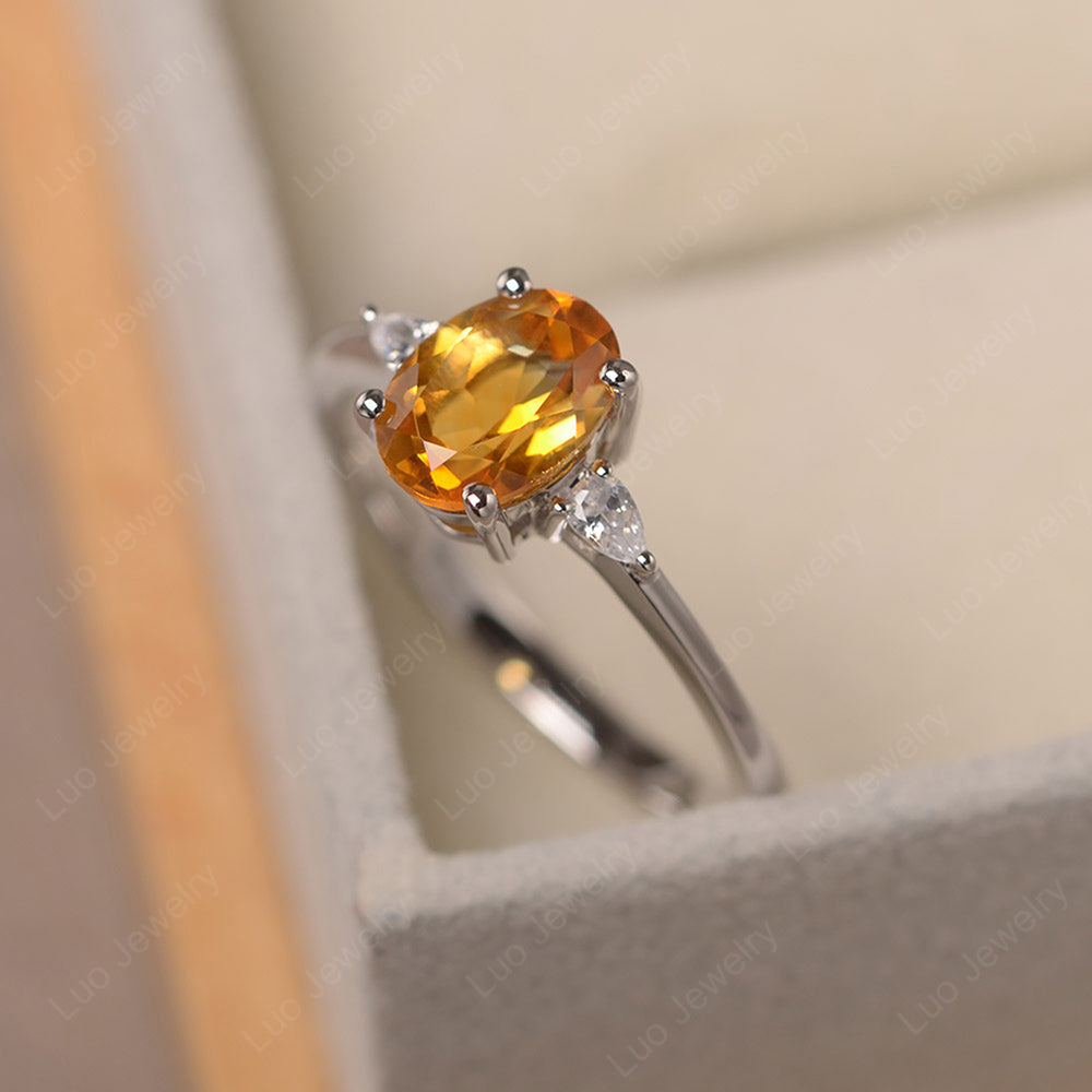 Oval Cut Yellow Citrine Ring