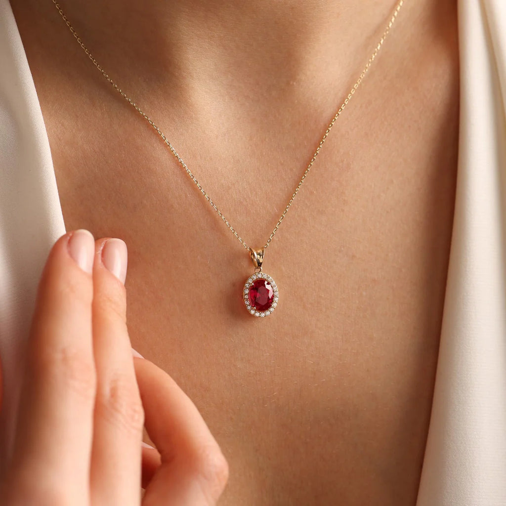Sleeping Beauty Garnet Stone Necklace