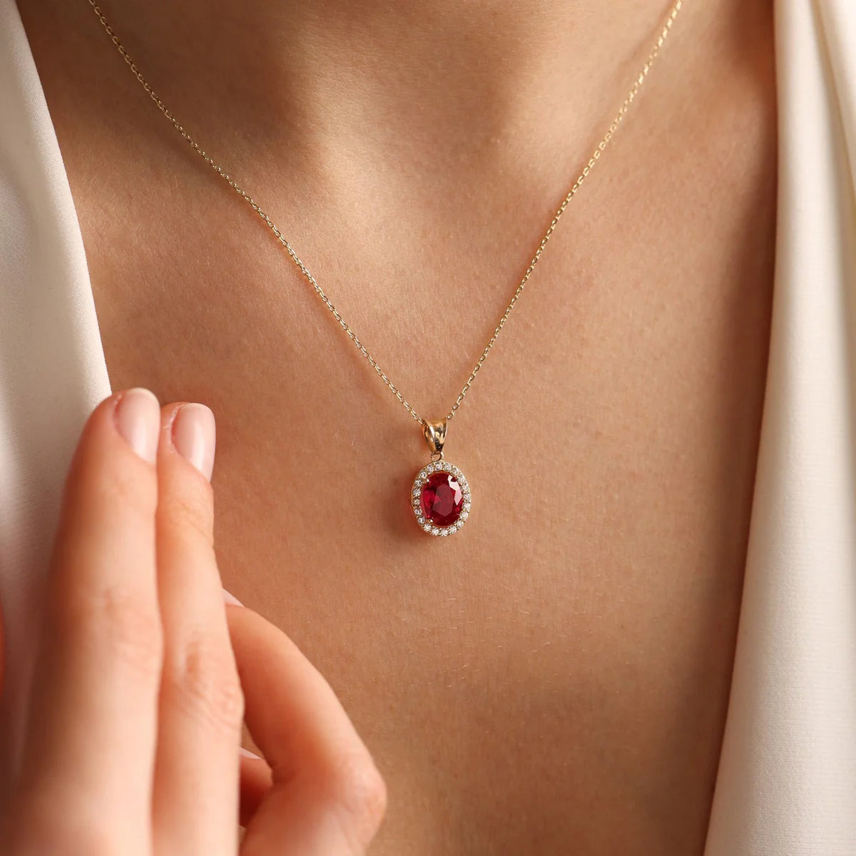 Sleeping Beauty Garnet Stone Necklace