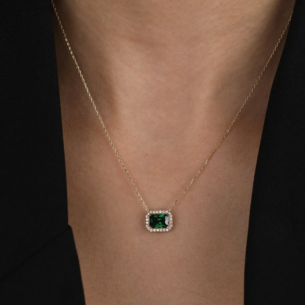 Emerald Stone Necklace Gold Plated