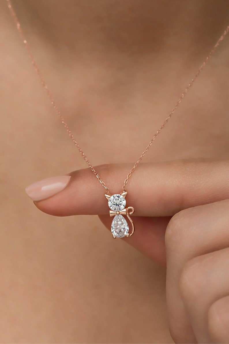 White Zircon Cat Necklace